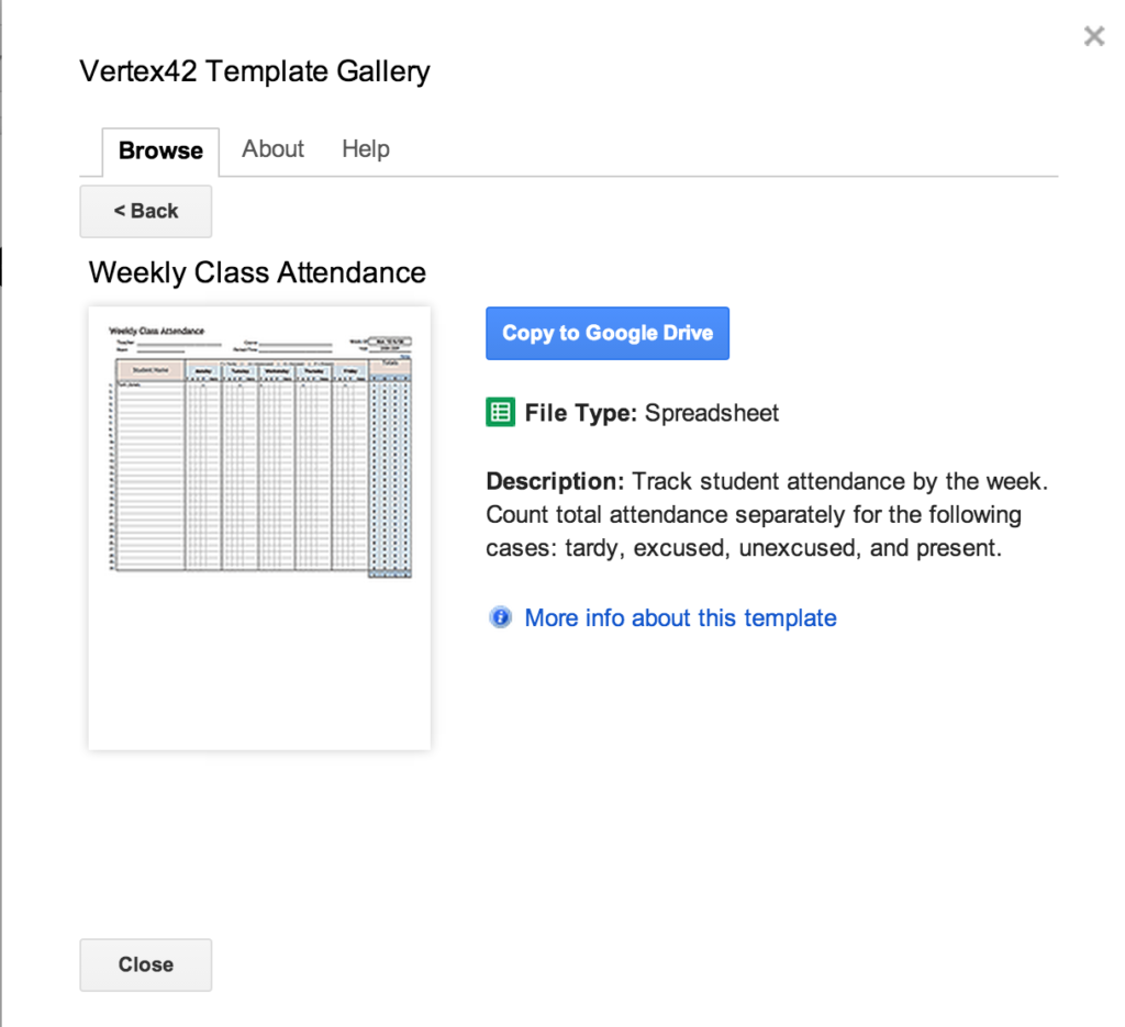 Class attendance template 