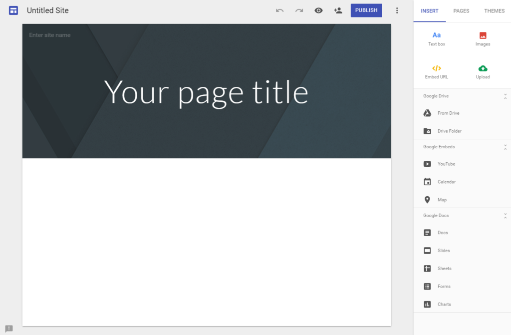 New Google Sites Blank